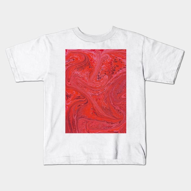 Marbled paper reds Kids T-Shirt by kittyvdheuvel